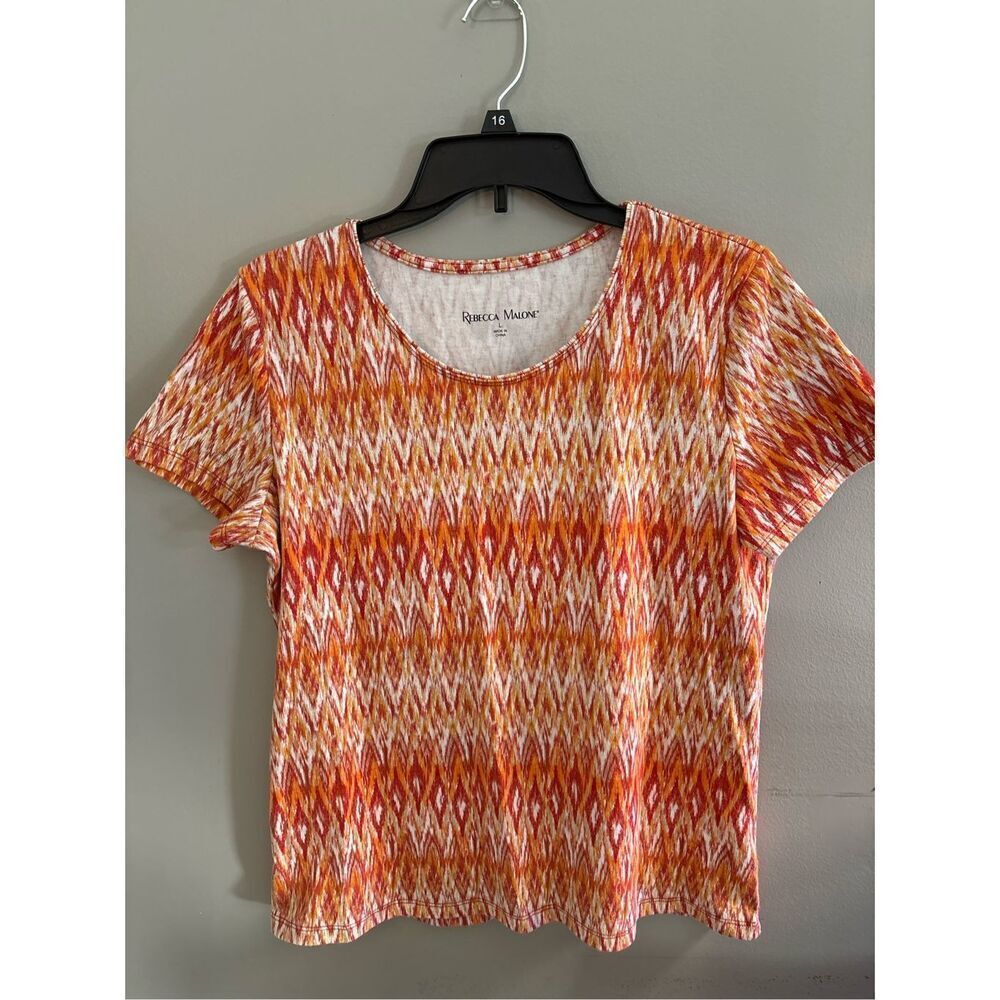 Rebecca Malone Diamond design Short Sleeve Pullover Shirt Size Large